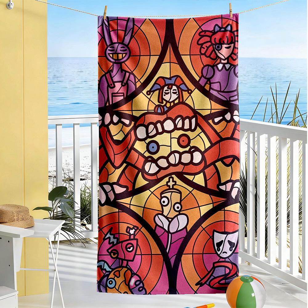 Digital Circus Beach Towel Super Soft Microfiber Quickdry Fabric Comfortable Lightweight