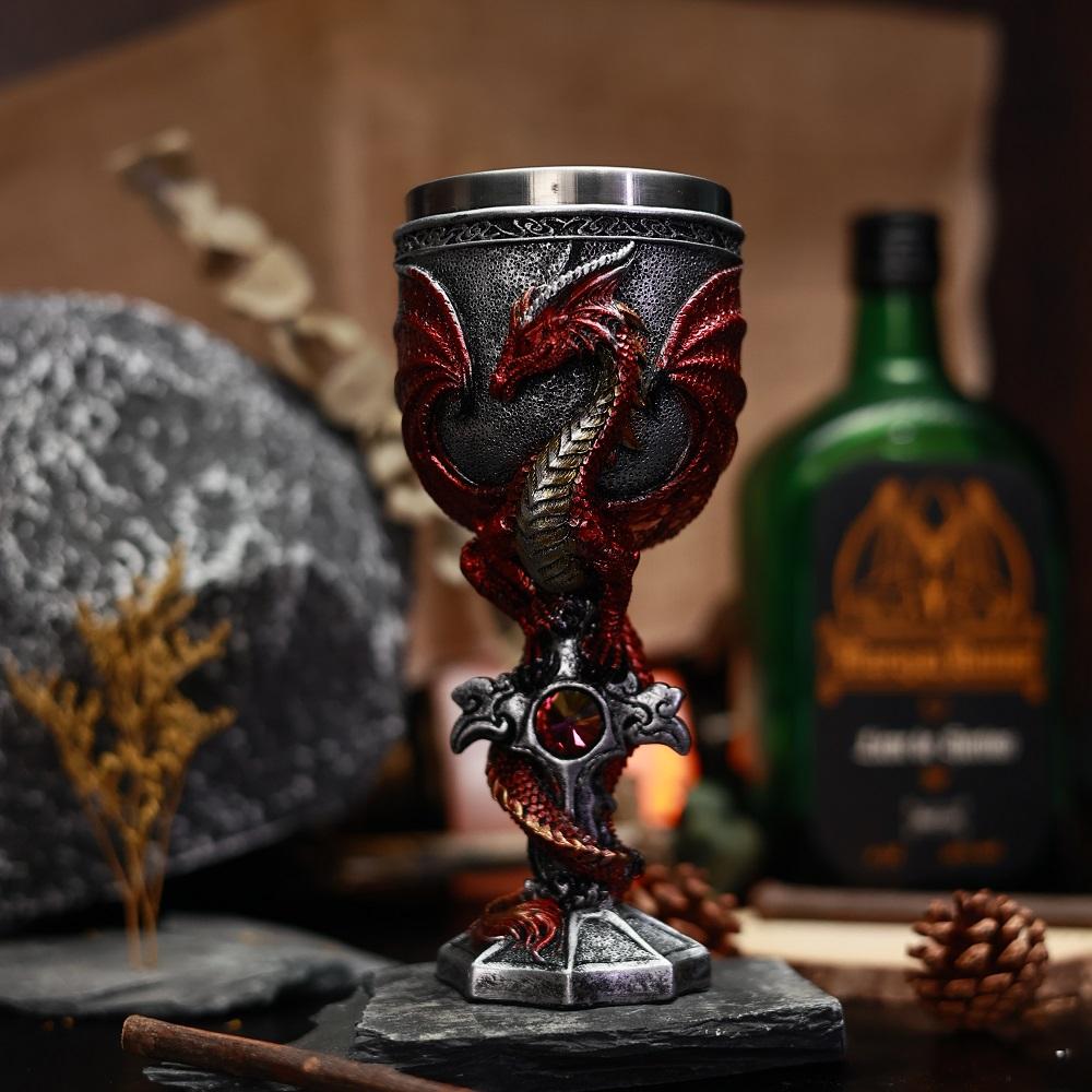 

Креативный пивной бокал серии Dragon из нержавеющей стали, инкрустированный смолой, расписанный вручную, бокал для вина на тематическую вечеринку, подарок друзьям 200ml красный