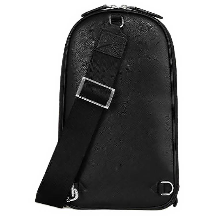 Montblanc Serie Artigianale Logo Esagonale a Cinque Stelle Chiusura con Zip Borsa a Spalla Crossbody Borsa da Petto in Pelle Borse da Donna Nero 199368