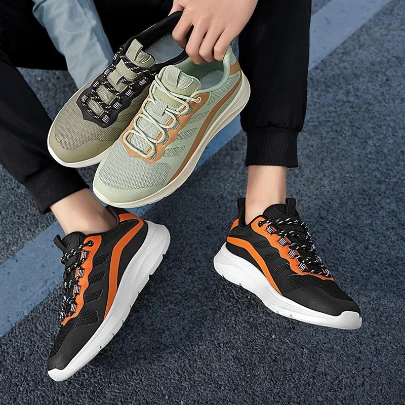 Large Size Lightweight Breathable Mesh Running Shoes Students Thick Sole Trend All Low Top Lace-up Casual Sports Shoes