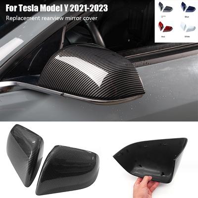 Rearview Mirror Cover for Tesla Model Y 2021-2024 Real Carbon Fiber Side Mirror Shells Add On Frame Replacement Case Protector