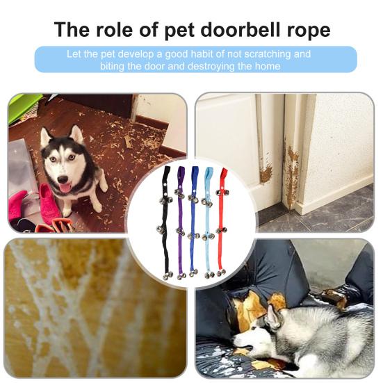 Pet Training Bell Resistance to Pulling Adjustable Polyester Dog Training Doorbell Rope for Home