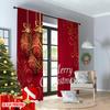2pcs 2D flat printing Christmas Hot Party Curtains Christmas card red trinket print Digital Printed Polyester Drapes Party