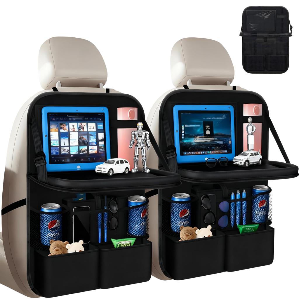 NODIBRO Car Seatback Pockets with Folding Kick Multifunctional Storage for Car Rests and Waterproof and Large Drink Small Easy Convenient Car