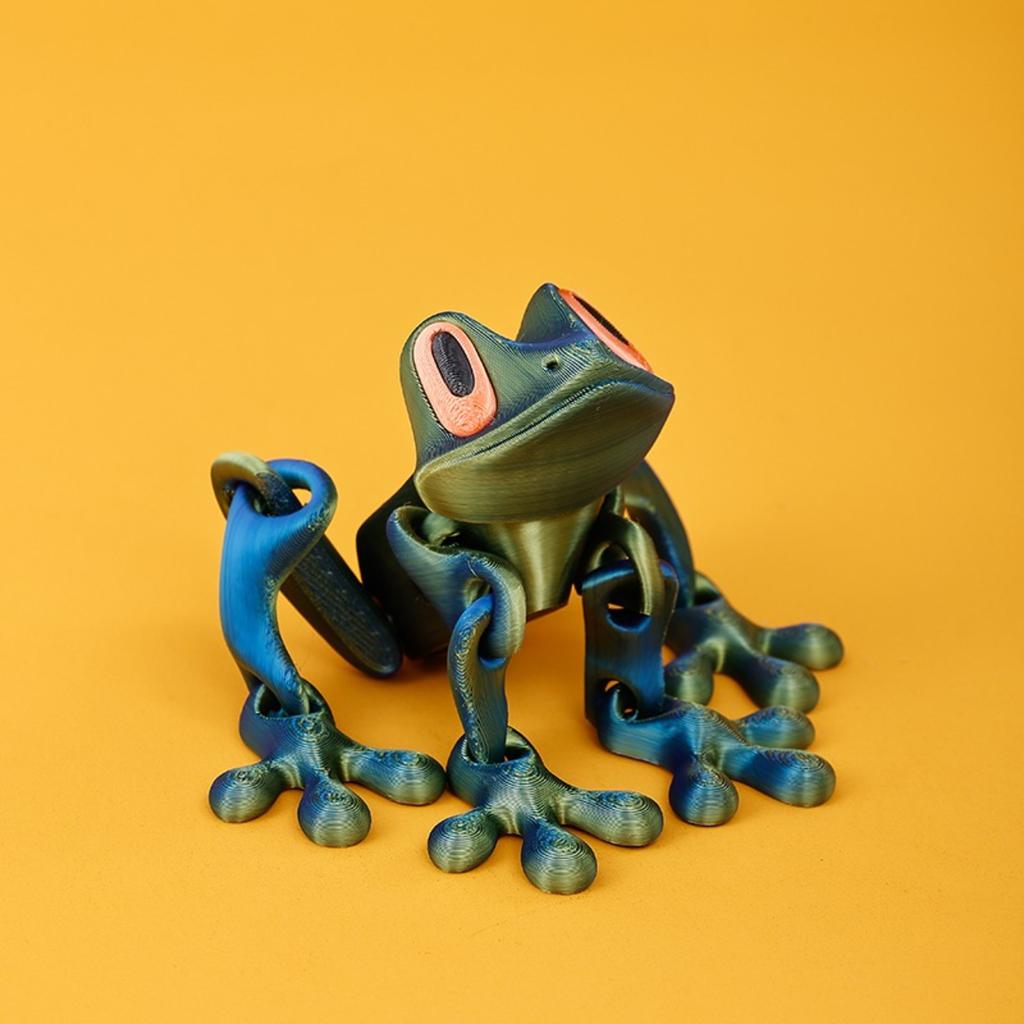 3D Printed Magnetic Frog Refrigerator Magnet - Articulated, Movable Glow In The Dark Toy Ornament