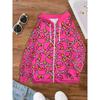 Felpa con cappuccio e cerniera da donna, stampa 3D, maniche lunghe, stile sportivo casual