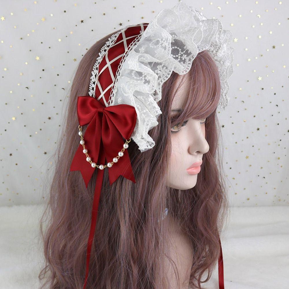 Band Schleife Lolita Spitze Stirnband Süßes Dienstmädchen Cosplay Kopfschmuck Süßer Lolita Haarclip Täglich