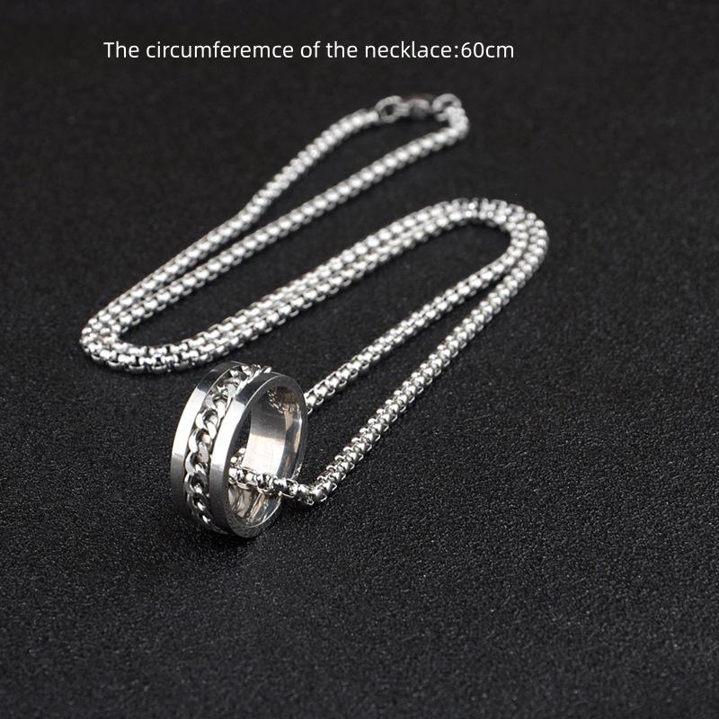 Brand All-Match Ring Necklace Dual-Use Men'S Pendant Simple Women'S Hip-Hop Personality Titanium Steel Accessories