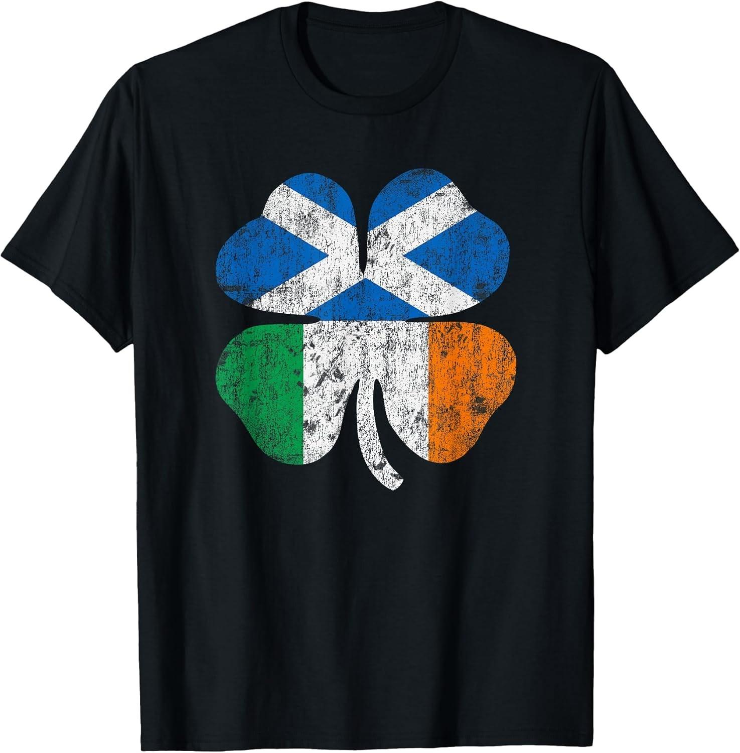 BEST! Scottish Irish St Patricks Scotland Ireland Shamrock Flag Tee S-3XL XXL