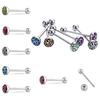 6Pcs Mixed Leopard Ball Barbell Bar Tongue Ring Stainless Steel Body Jewelry