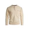 Men's Solid Color Stand Collar Henley Shirt, Long Sleeve Business Casual Sports Top, Spring Summer Daily Versatile Pullover T-Shirt
