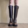 Cowhide Version~ 2025 New Retro Leather Round Head High Knight Boots Women's Versatile But Knee Thick Heel Boots