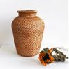 Kreative handgemachte Rattan gewebte Vase getrocknete Blumenvase Blumenarrangement Home Decor Desktop Ornament Gartendekoration