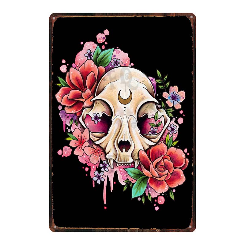 YZFQ  Sugar Skull Plaque Metal Vintage Horror Tin Sign  Wall  Bar Restaurant Home Art Cinema Tattoo Shop Decor Poster DU-7291B