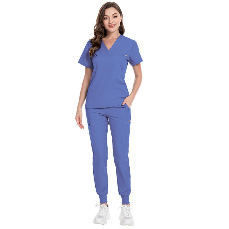 Women's Hand Washing Clothes Set, Oral Clinic Operating Room Nurse Uniform, Short-sleeved V-neck Top