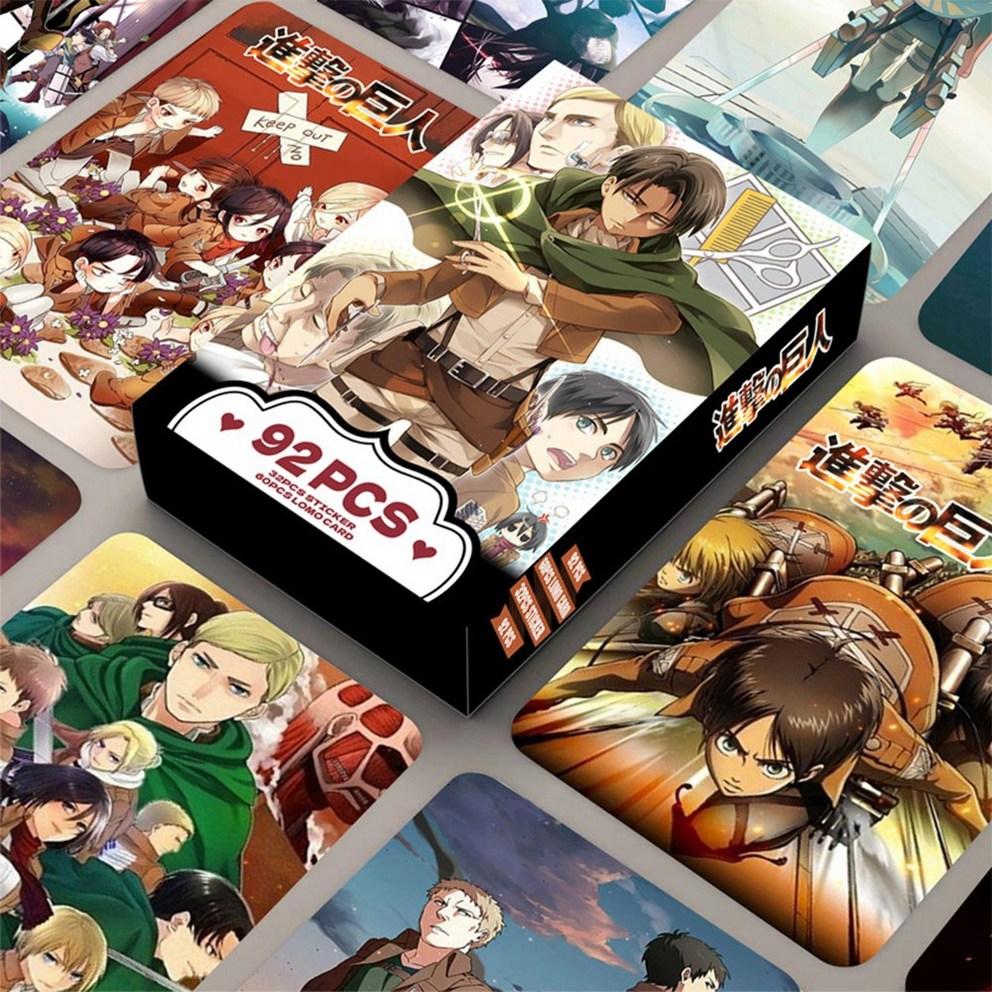 Attack on Titan Lomo Cards 60pcs Stickers 32pcs Anime Photocard Goods
