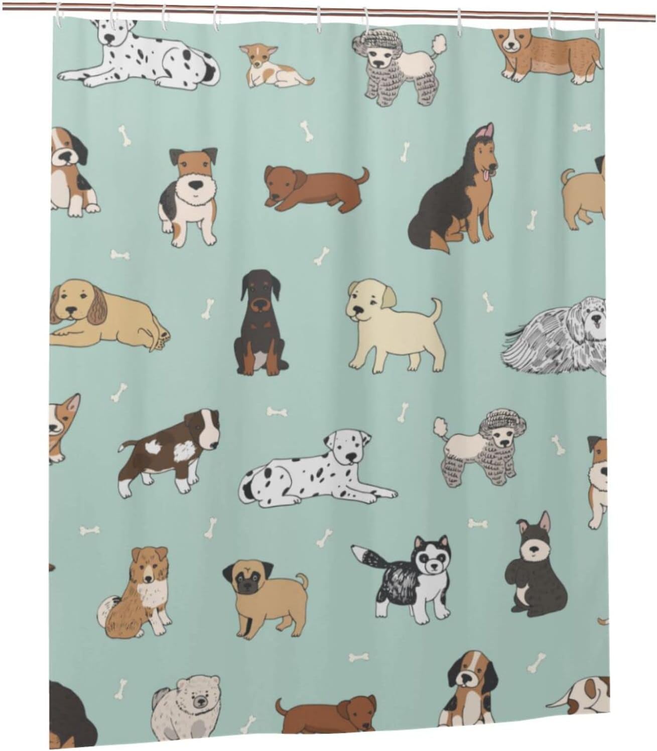 

Puppy Dogs Cute Animals Shower Curtain Waterproof Polyester Fabric Cartoon Pets Bath Curtain With 12 Hooks, Shower Curtains Sets W60H190(CM)-1 Pcs