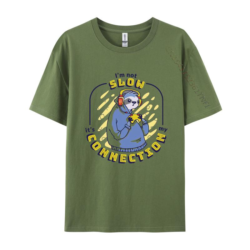 Slow Connection Sloth Gamer Funny Sloth Tshirts Men Clothess Tshirts Unique TShirt Cotton Gothic Animes Alternative