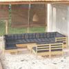 VidaXL Garden Lounge Set 10 Pcs with Grey Cushions Solid Pine Wood 3096483