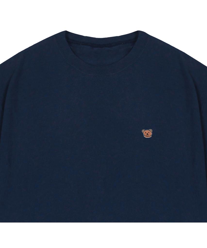 GRAVER [Unisex] Small Bear Face Smile Short Sleeve T-Shirt_Navy