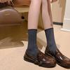 Retro polished brown round head small leather shoes British style one pedal thick heel loafers 2025 new women's single shoes autumn