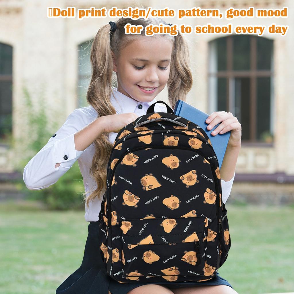 Batoh CAPY BARA pro ženy, Kreslený roztomilý batoh pro dívky, Velkokapacitní batoh pro studenty středních a vysokých škol
