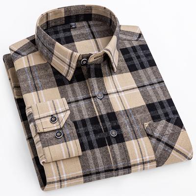 Cotton Plaid Casual Long Sleeve Shirts For Man M-11XL Plus Size Winter Warm Flannel Chic Clothes Business Smart Dress Shirts Top