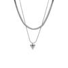 Double Layered Love Heart Pendant Necklace for Women Simple Neck Chain Jewelry Y2k Jewelry Choker Gothic Necklace for Women