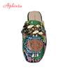 Aphixta Summer New Chain Women Snake Prints Slides Square Toe Shoes Classic Gold Buckle Rope Slippers Footwear Plus Big Size 43