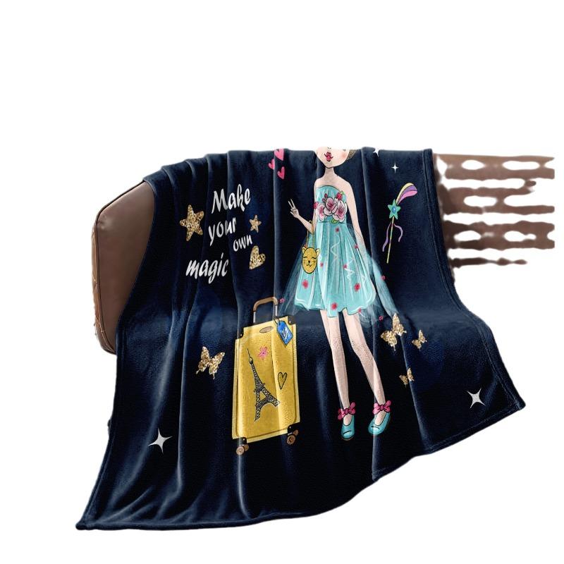Princess of the Unicorn digital-printed polyester Bedroom velvet flannel soft sofa cover blanket Fleece soft sofa cover