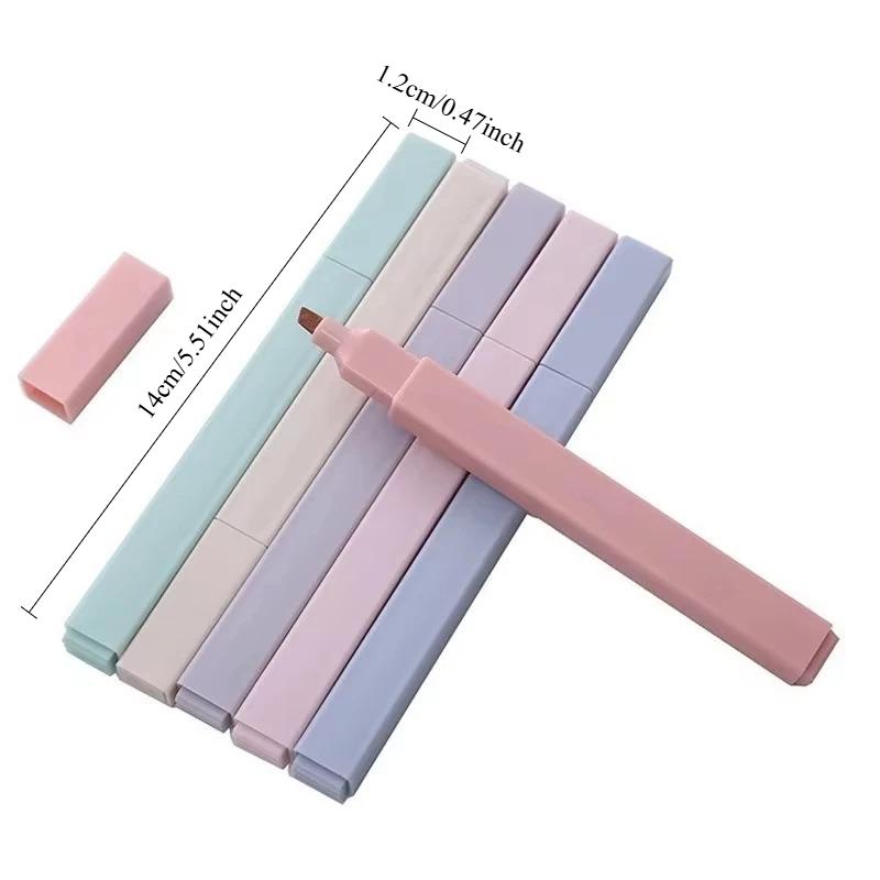 6pcs Pastel Highlighter Set, Color Markers for School Office, Cute Japanese Stationery Supplies, Soft Neon Study Gift (6 Colors)