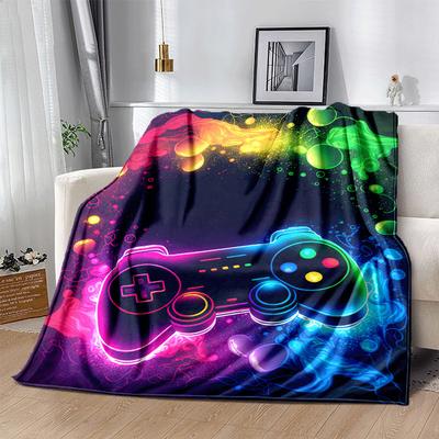1pc Game Controller Printing Lightweight Flannel Blanket, Comfortable and Warm Blanket, for Camping Sofa Bed and Couch Office, In All Seasons