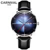 Carnival Marke 3D Gewölbtes Zifferblatt Luxus Automatikuhr für Mann Leder Wochentag Datum MIYOTA Mechanische Uhr Sport-Armbanduhr Männlich
