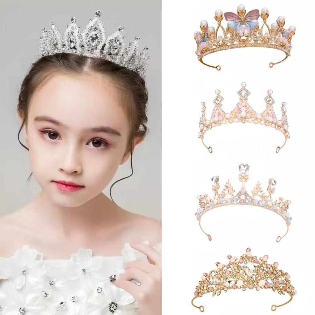 Sparkling Crystal Princess Crown: Beaded Headdress for Kids' Birthday, Party, or Wedding