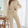 Women's Solid Color Round Neck Long Sleeve Trousers Thick Warm Suit