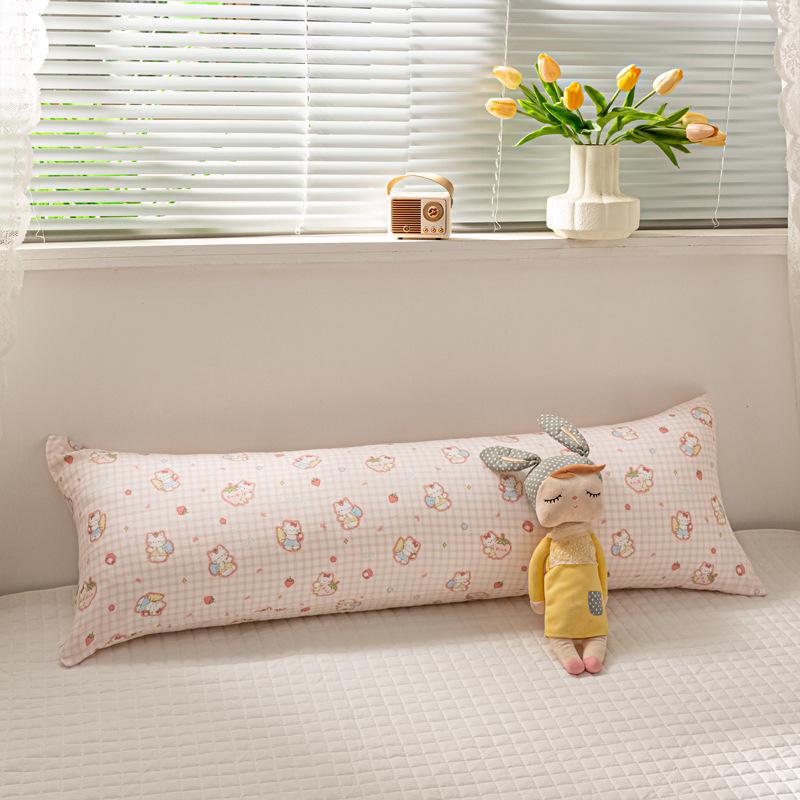 100% Cotton Double-Layer Gauze Long Body Pillow - Comfortable Leg-Hugging Side Sleeper Pillow