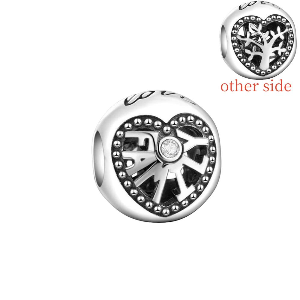 Original Copper Love Heart Family Pendant Charm Star Cake Wine Bottle Bead Fit Bracelet Women Diy Jewelry Gift