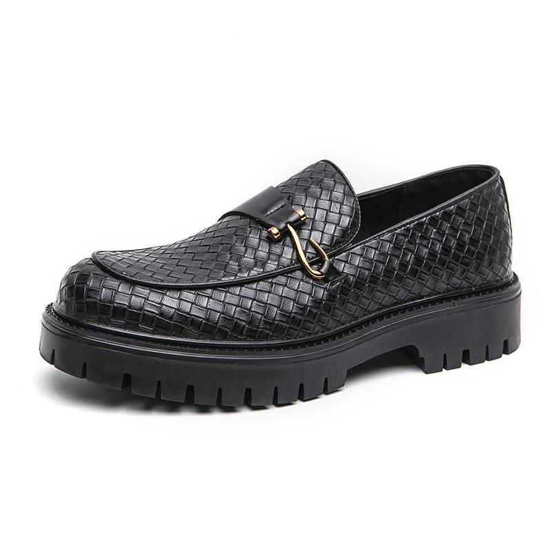 Leather Shoes Men's New Men's Low-top Business Fashion British Style One-pedal Platform Casual Leather Shoes Men