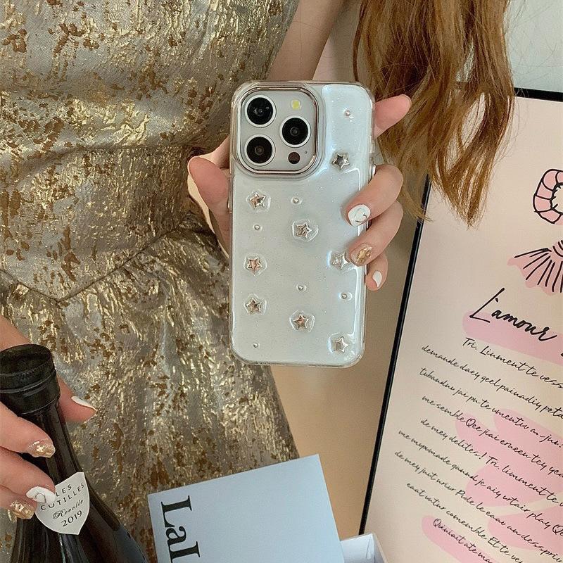 Applicable Iphone17Promax Pentagram Mobile Phone Case Apple 15Plus Bow 14 Glitter Silicone Soft Case