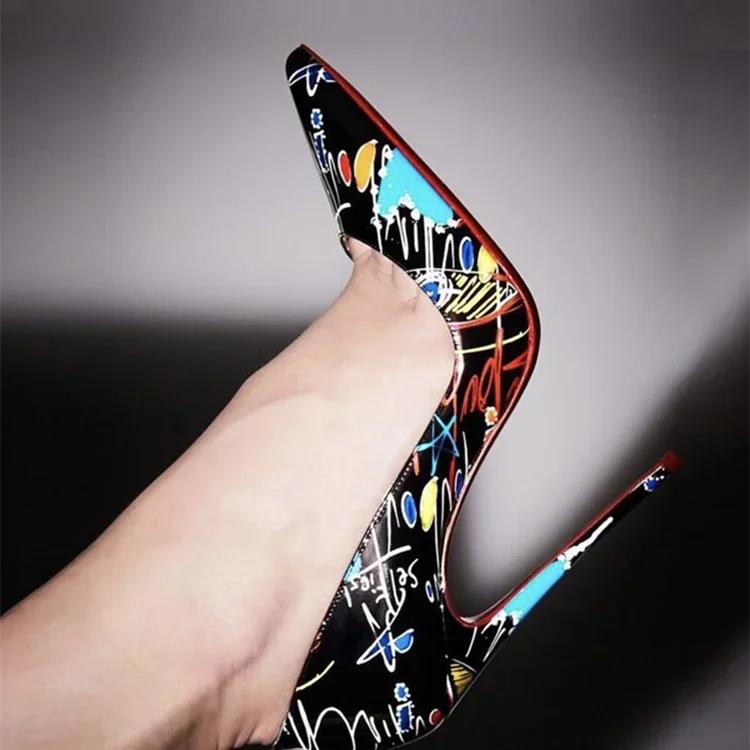 Fashion Multi colored d 12cm super high heels in pink and white patent leather, sexy and fashionable pointed thin single shoes