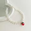 Fashion Cherry Strawberry Pendant Necklace Sweet Double Layer Pearl Clavicle Chain Choker Necklace Jewelry Neck Chain