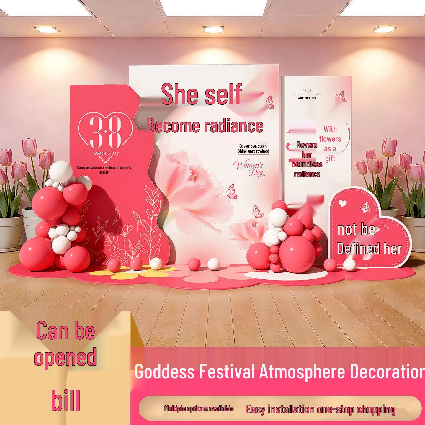 

March 8th Women s Day Event Decor: Goddess Festival Scene & Mall Display Background Package 14