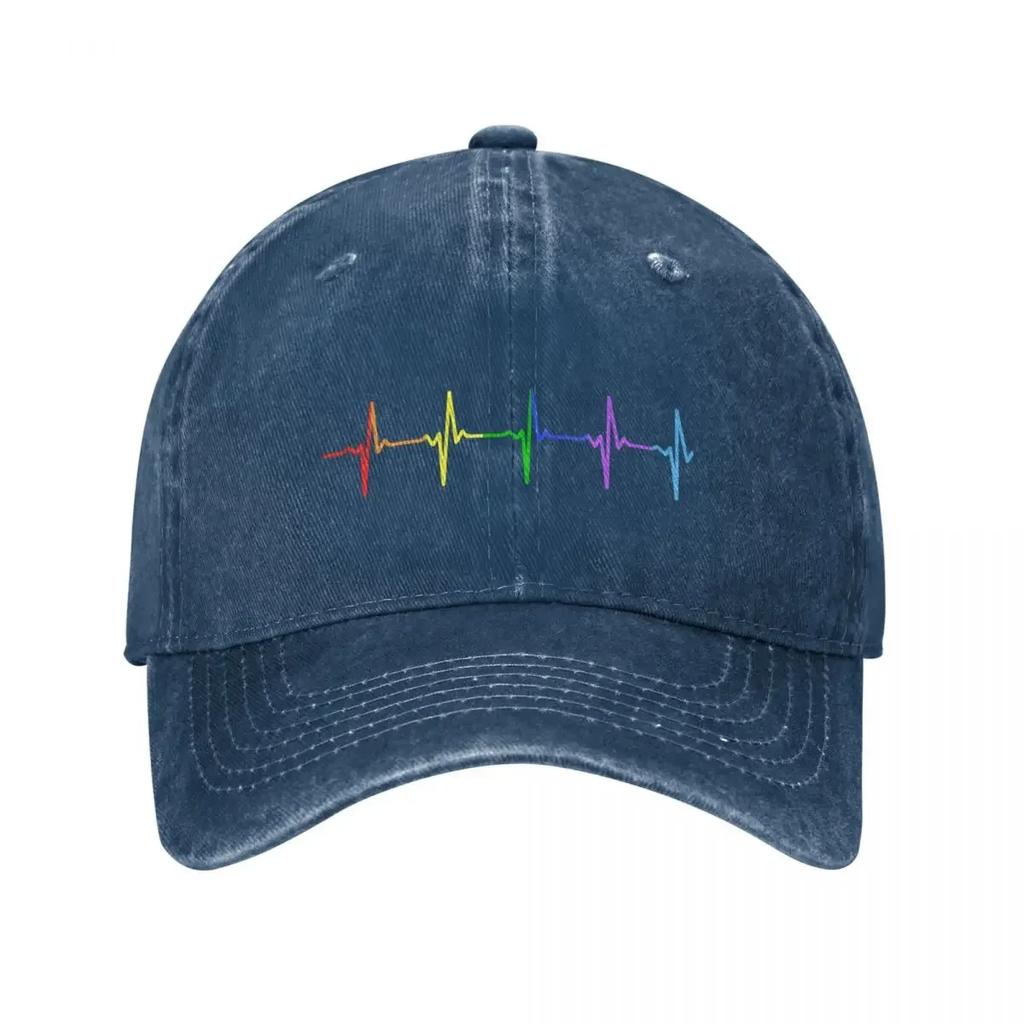 Rainbow Pulse Hearbeat LGBT Baseball Cap Kids Hat Horse Hat Cute Hat Unisex Luxury Caps For Women Unisexs