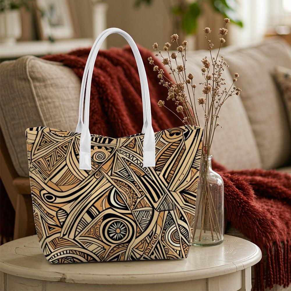 Boho Geometric Printed Tote Bag Ladies Fashion Daily Casual Large Capacity Portable Travel Shoulder Handbag