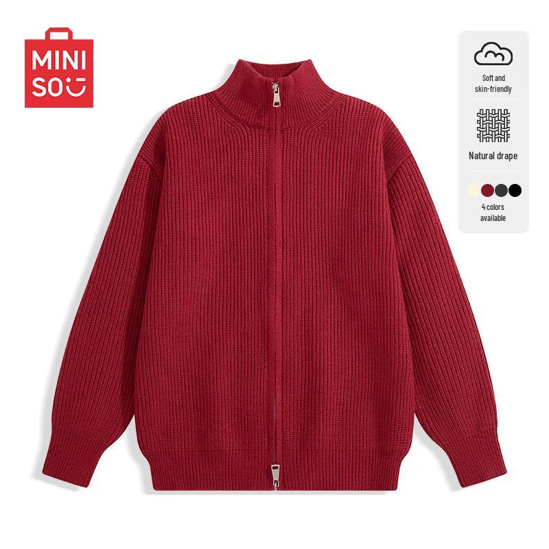 MINISO Men s American Retro Double-Zip Knit Cardigan 2XL