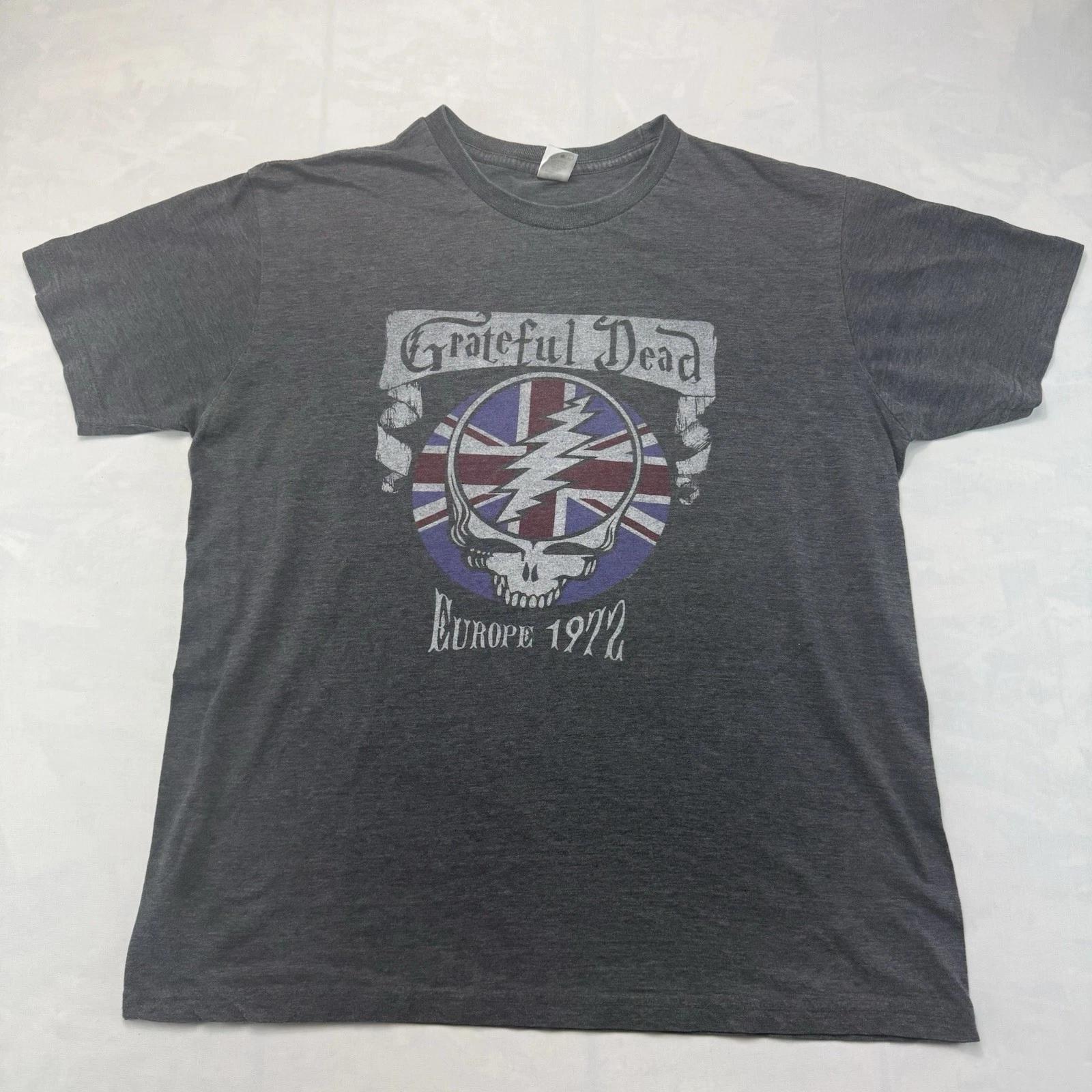 

Grateful Dead Europe 1972 Tour Graphic T Shirt Mens L Steal Your Face Gray S