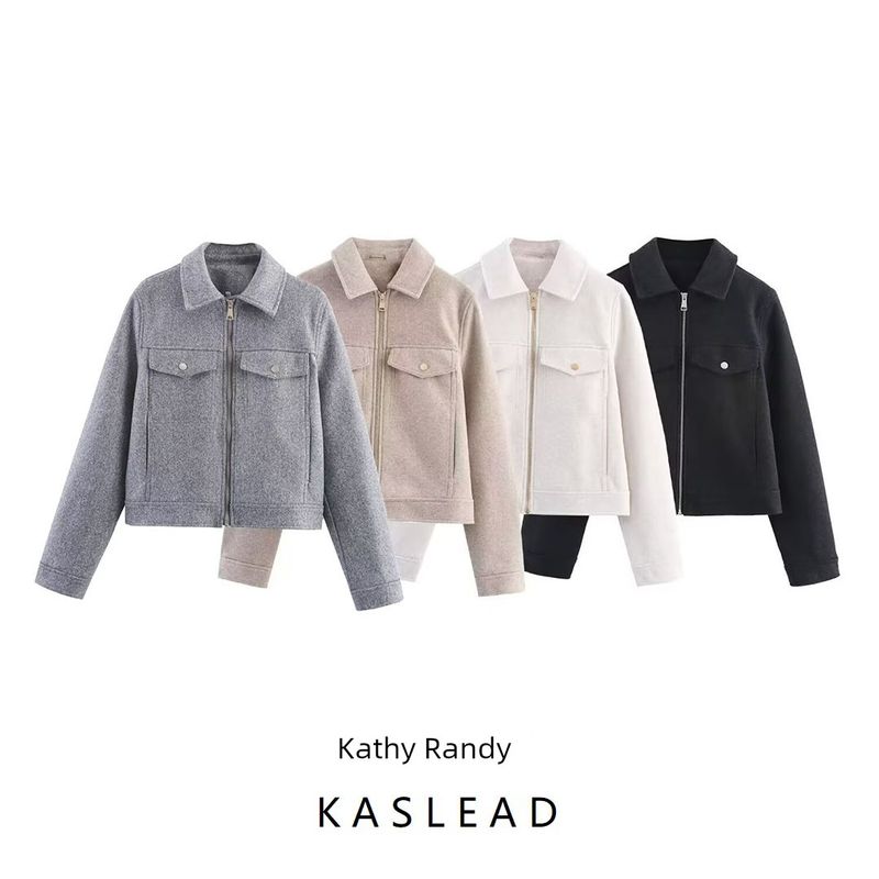 Kaslead New Women Clothes Western Style Fashion Simple Soft Zip-up Jacket 3046267