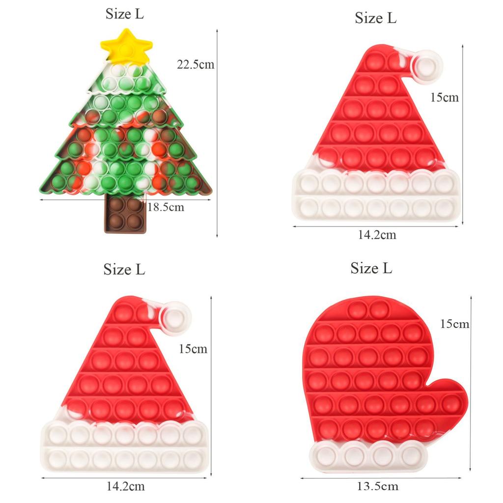 Joyful Christmas Big Size Pop It Silicone Toys For Relaxation Featuring Adorable Santa Claus And Cheerful Christmas Tree Shapes