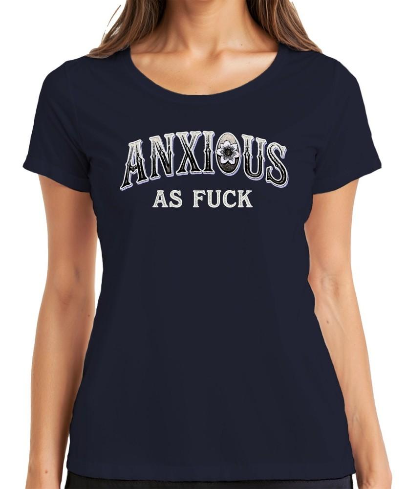 Anxious As Fuck Saying Gothic Fear Flower Gift Ladies TShirt S
