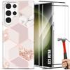 Protective Case for Samsung Galaxy S23 Ultra - BOOLING - Pink Marble Pattern - Slim - Shockproof - 2 Tempered Glasses